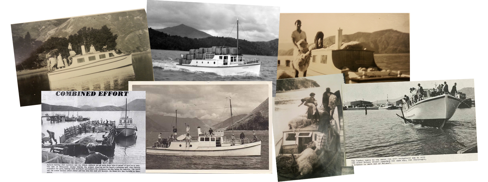 A collection historic images from Pelorus Mail Boat times past
